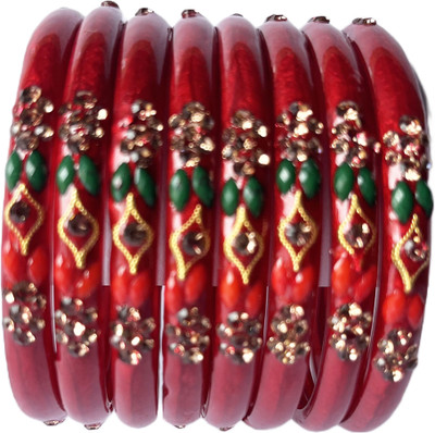 Karaavi Glass Crystal Enamel Bangle Set(Pack of 8)