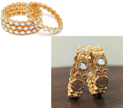 Terraband Alloy Zircon Gold-plated Bangle Set(Pack of 6)