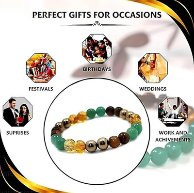 PROVOGUE Pyrite, Green Aventurine, Citrine + Golden, Citrine, Clear Quartz, Green Jade Bracelet