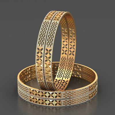 CYGNI Brass Gold-plated Bangle(Pack of 4)