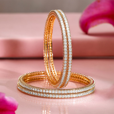 RUBANS Brass Gold-plated Bangle Set(Pack of 4)