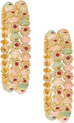 NMII Metal Ruby Gold-plated Kada(Pack of 4)