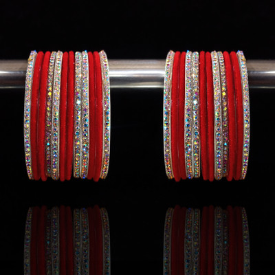Suhagan Glass Cubic Zirconia Bangle Set(Pack of 24)