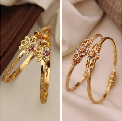 ANOUK Brass Diamond Gold-plated Bangle Set(Pack of 3)
