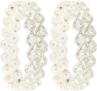 ZULKA Metal Diamond Bangle Set(Pack of 4)