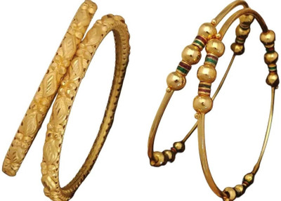 NirjaFAshion Brass Gold-plated Bracelet(Pack of 2)