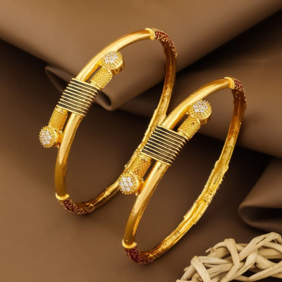 EiVAA Brass Diamond Gold-plated Bangle Set(Pack of 2)