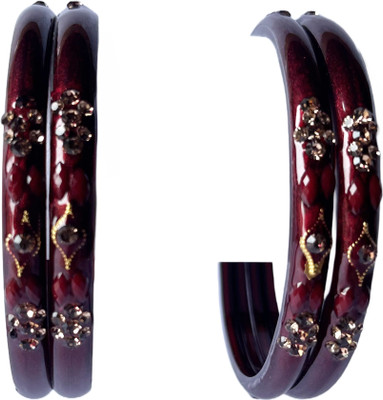 Karaavi Glass Crystal Enamel Bangle Set(Pack of 4)