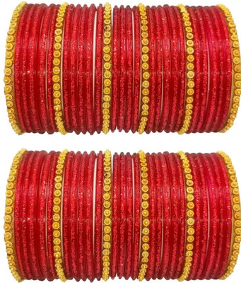 BUSINESS EMPIRE Glass Cubic Zirconia Bangle Set(Pack of 2)