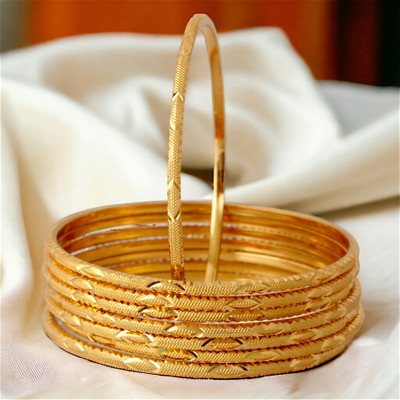 LUCKY JEWELLLERY Copper Gold-plated Bangle Set(Pack of 8)