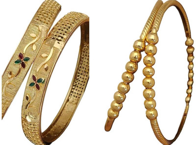 NirjaFAshion Brass Gold-plated Bracelet(Pack of 2)