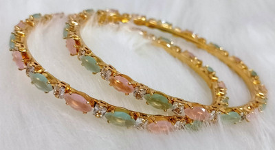 KATELYN PRODUCTS Brass Gold-plated Bangle Set(Pack of 2)