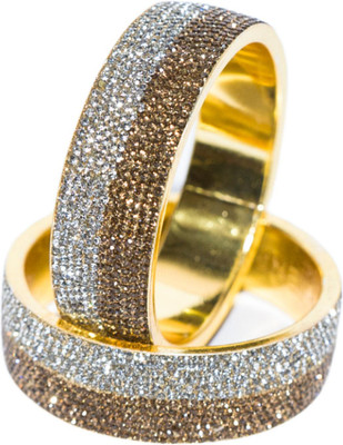 Pingoria Brass Crystal Gold-plated Bangle Set(Pack of 2)