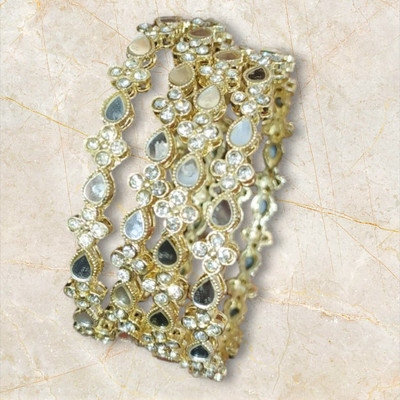 SGN FASHION Alloy Zircon Bangle Set(Pack of 4)
