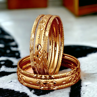 Lucky Jewellery Alloy Gold-plated Bangle Set(Pack of 6)