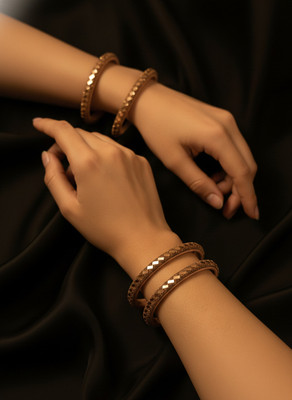 gupta jewellery Glass Moonstone Bangle Set(Pack of 4)