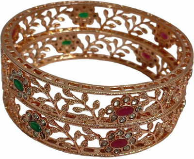 KAMAAKSHI FASHION COLLECTIONS Alloy Cubic Zirconia Sterling Silver Bangle Set(Pack of 2)