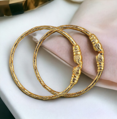 Lucky Jewellery Alloy Gold-plated Bangle Set(Pack of 2)