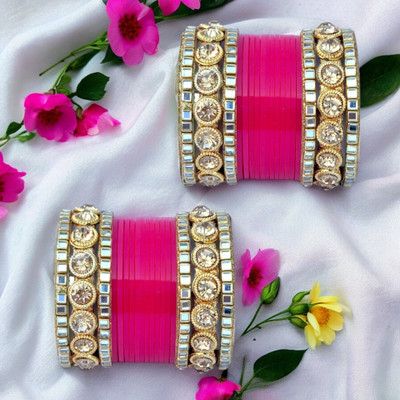 HouseOfCommon Plastic Beads, Zircon Bangle Set(Pack of 2)