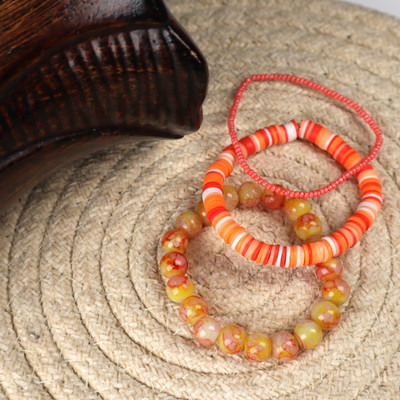 Threads & Beads Crystal, Glass, Plastic Bangle Set(Pack of 3)