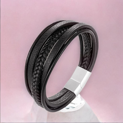 Jewelgenics Leather Beads Sterling Silver Bracelet