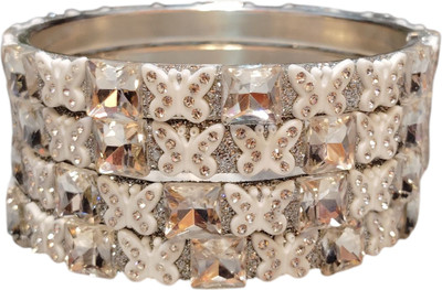 Star Jewels Alloy Silver Bangle Set(Pack of 4)