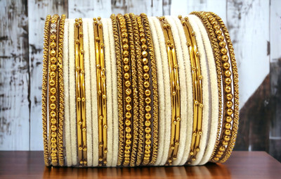 Anahat collection Metal, Fabric Gold-plated Bangle Set(Pack of 10)