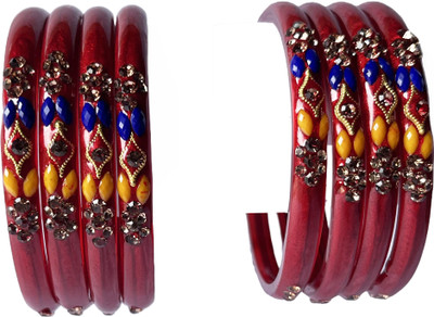Karaavi Glass Crystal Enamel Bangle Set(Pack of 8)