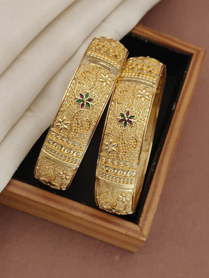 Mayur Fashion Brass Diamond Gold-plated Bangle(Pack of 2)