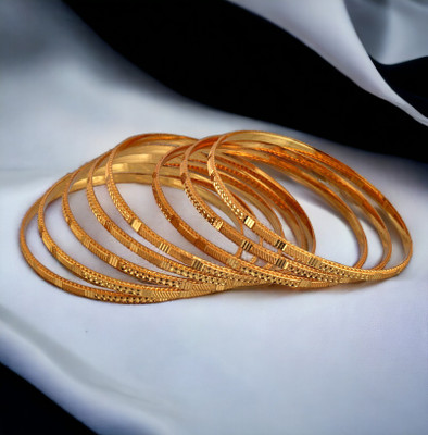 Lucky Jewellery Alloy Gold-plated Bangle Set(Pack of 8)