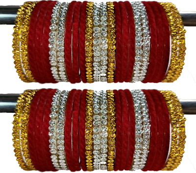 Suhagan Glass Cubic Zirconia Bangle Set(Pack of 48)