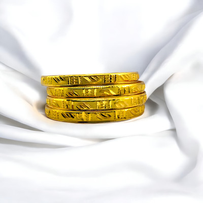 ZAYARA JEWELS Copper Gold-plated Bangle Set(Pack of 4)