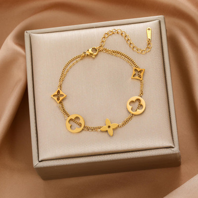 MYKI Stainless Steel Gold-plated Charm Bracelet