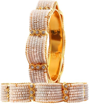 Jewar Mandi Brass Pearl, Cubic Zirconia Gold-plated Kada