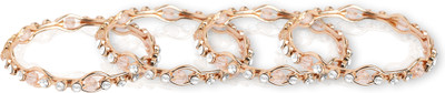 JSD Alloy Beads, Cubic Zirconia Gold-plated Bangle Set(Pack of 4)