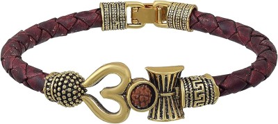 Cntzk Leather Garnet Gold-plated Kada