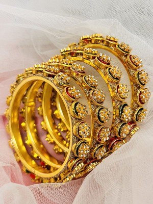 AFWY Metal Diamond Gold-plated Bangle Set(Pack of 4)