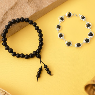 DIVINE HINDU Wood Silver Coated Charm Bracelet(Pack of 2)