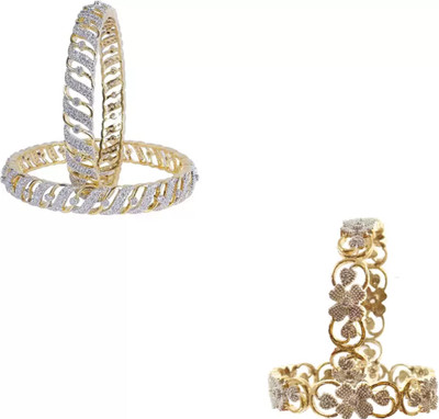 Rajwadi Alloy Cubic Zirconia Gold-plated Bangle Set(Pack of 4)