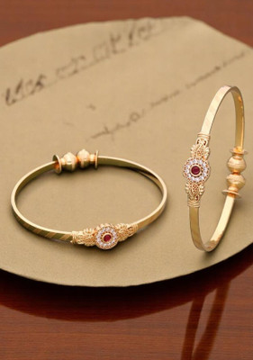 Hetshree Brass Diamond Gold-plated Bangle Set