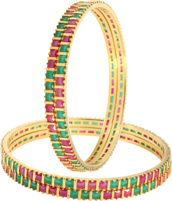 Shiv_Jewels Alloy Cubic Zirconia Gold-plated Bangle Set(Pack of 4)