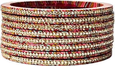 WELLVIEW Lac Cubic Zirconia Bangle Set(Pack of 8)