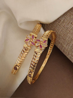 SUNDARI JEWELS Alloy Gold-plated Bangle(Pack of 2)