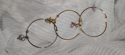 Mantashafashion Oxidised Silver Rhinestone Bracelet Set(Pack of 3)
