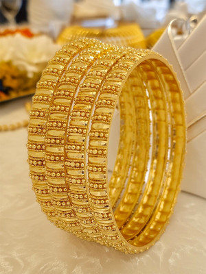 Jewels Kafe Brass Gold-plated Bangle Set(Pack of 4)