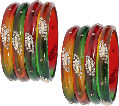 NMII Glass Zircon Bangle Set(Pack of 8)