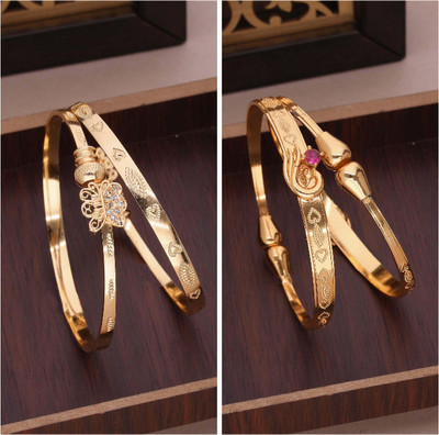 Dressberry Brass Gold-plated Bangle Set(Pack of 2)