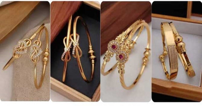 Arti creations Brass Cubic Zirconia Gold-plated Bangle Set(Pack of 8)