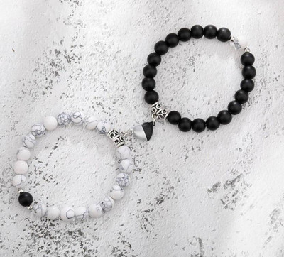 P.R.Prints Stone Silver Bracelet Set