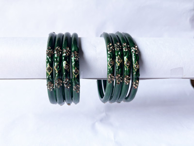 Bhooprama Glass Crystal Enamel Bangle Set(Pack of 8)
